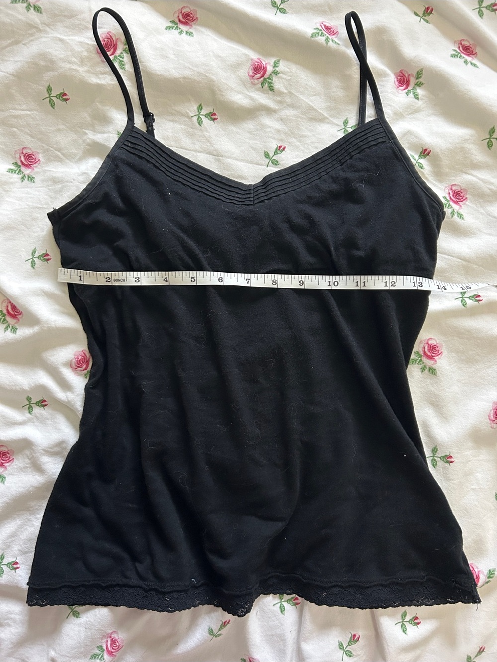 Vintage Black Spaghetti Strap Cami Top - Classic Layering Tank